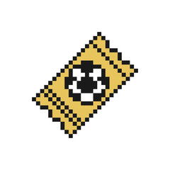 Obraz premium Football or soccer match ticket icon in pixel art design isolated on white background.