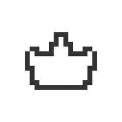 Crown pixelated ui icon. Trusted seller. Trending product. Highest sold item. Top store. Editable 8bit graphic element. Outline isolated vector user interface image for web, mobile app. Retro style