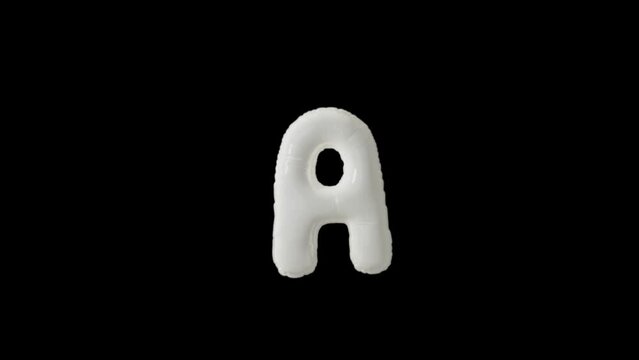 3D white A letter in white color, 3d balloon style A letter on black background, 3d render text 