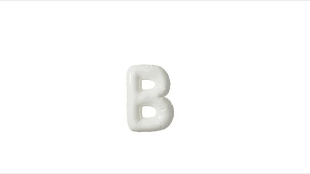 3d rendered illustration of B letter, 3D white B letter in white color, 3d balloon style A letter on white background