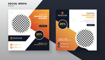 Digital marketing web poster banner social media kit set of square flyer post design