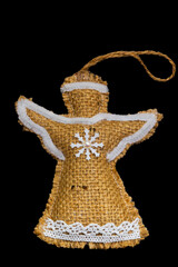 Traditional faceless Ukrainian doll motanka with angel wings and halo