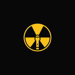 Radiation sign combination with a flashlight. Company logo design.