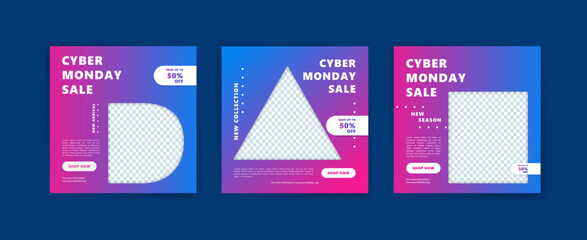 Social media post banner gradient for cyber monday sales