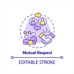 Mutual respect in workplace concept icon. Positive employee employer relationship abstract idea thin line illustration. Isolated outline drawing. Editable stroke. Arial, Myriad Pro-Bold fonts used