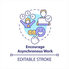 Encourage asynchronous work concept icon. Promoting flexibility in workplace abstract idea thin line illustration. Isolated outline drawing. Editable stroke. Arial, Myriad Pro-Bold fonts used