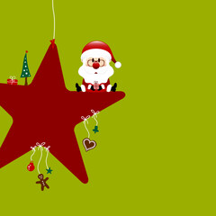 Weihnachtsmann Auf Stern Mit Icons Hellgrün Dunkelrot