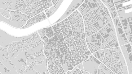 White and light grey Linz City area vector background map, roads and water cartography illustration.