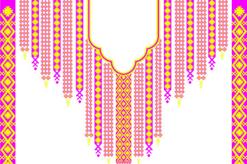 Neck design, Turkish batik pattern design, pink and yellow tones  suitable for fashion  embroidery women men's collar native