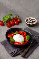 Burrata cheese with tomatoes and basil 