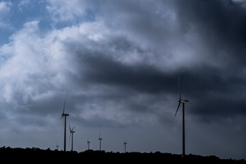 Wind turbines with the sky in the background in Spain