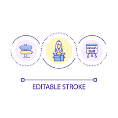 Find insights loop concept icon. Involve transformation. Provide new strategy. Business optimization abstract idea thin line illustration. Isolated outline drawing. Editable stroke. Arial font used