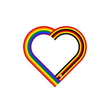 recommend clip art: unity concept. heart ribbon icon of rainbow and uganda flags. vector illustration isolated on white background