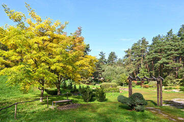 Japanese garden in the botanical garden in the city of Kyiv