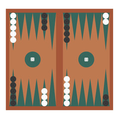 Backgammon isolated on a white background. Oriental board game for two people. Flat style. Vector.