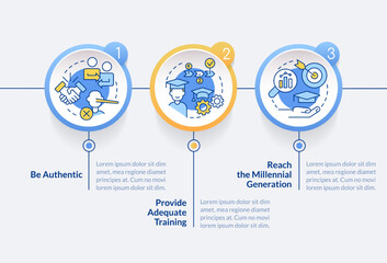 Build strong employer-worker relationship circle infographic template. Data visualization with 3 steps. Editable timeline info chart. Workflow layout with line icons. Lato Bold, Regular fonts used © bsd studio