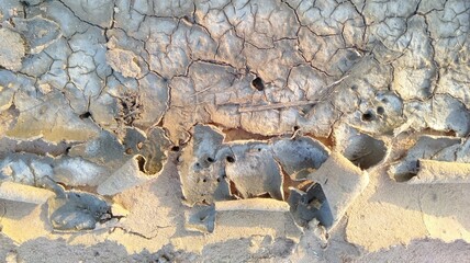 Background and texture of saline soil salt stains