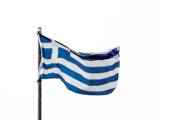 waving Hellenic flag .Greek flag waving.Isolated on png