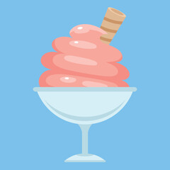 Soft ice cream in a bowl vector illustration