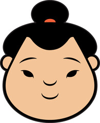 Sumo wrestler head illustration on white background 2