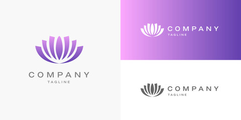 Lotus Lily Water Flower Blossom Bloom Logo Design Concept Vector Template for Spa Beauty Clinic Body Self Care Brand Business Company