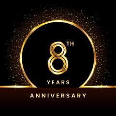 8th Anniversary Logo. Golden Anniversary template design for celebration event, invitation card, greeting card, flyer, banner, poster, double line logo, vector illustration