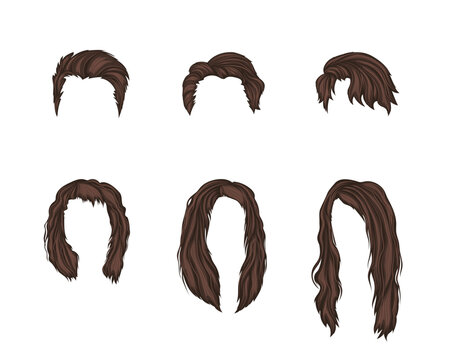 Womens and mens wigs template set Stock Vector | Adobe Stock