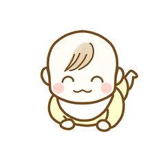 うつ伏せで笑う赤ちゃん
