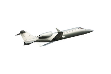 Fototapeta na wymiar Private jet flies isolated on transparent background