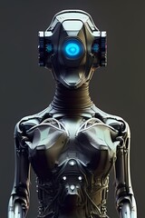 Alien Robot Android 3d illustration character no background