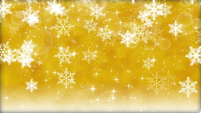 クリスマス 雪の結晶 大 バブル 雪が降る 【背景 金】