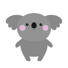 Koala bear icon. Cute cartoon funny baby character. Kawaii animal. Pink cheek. Notebook cover, t-shirt print. Gray silhouette. Love Greeting card. Flat design. White background.
