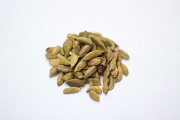 Dried cardamom isolated on white background