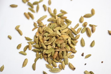 Dried cardamom isolated on white background