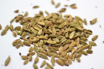 Dried cardamom isolated on white background