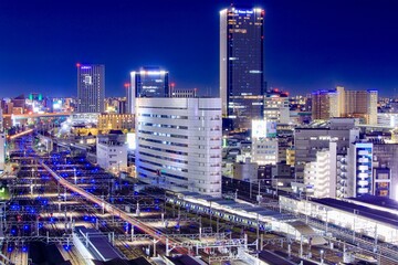 Fototapeta na wymiar 名古屋市　名古屋駅線路上の無数の青い表示灯