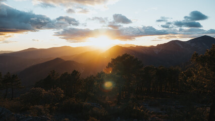 Spectacular sunset in the mountains