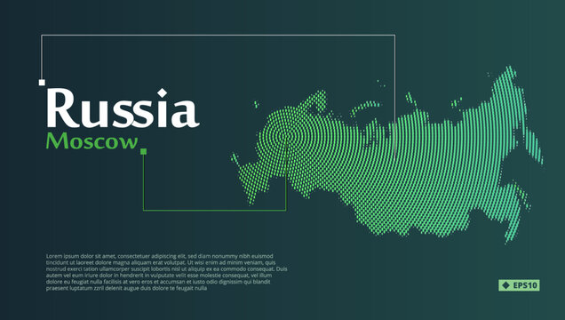 2D Banner Russia Country Map And Moscow Capital
