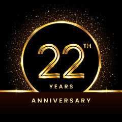 22th Anniversary Logo. Golden Anniversary template design for celebration event, invitation card, greeting card, flyer, banner, poster, double line logo, vector illustration
