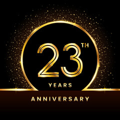 23th Anniversary Logo. Golden Anniversary template design for celebration event, invitation card, greeting card, flyer, banner, poster, double line logo, vector illustration