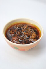 Homemade mango pickle isolated, Spicy pickle with red naga chili