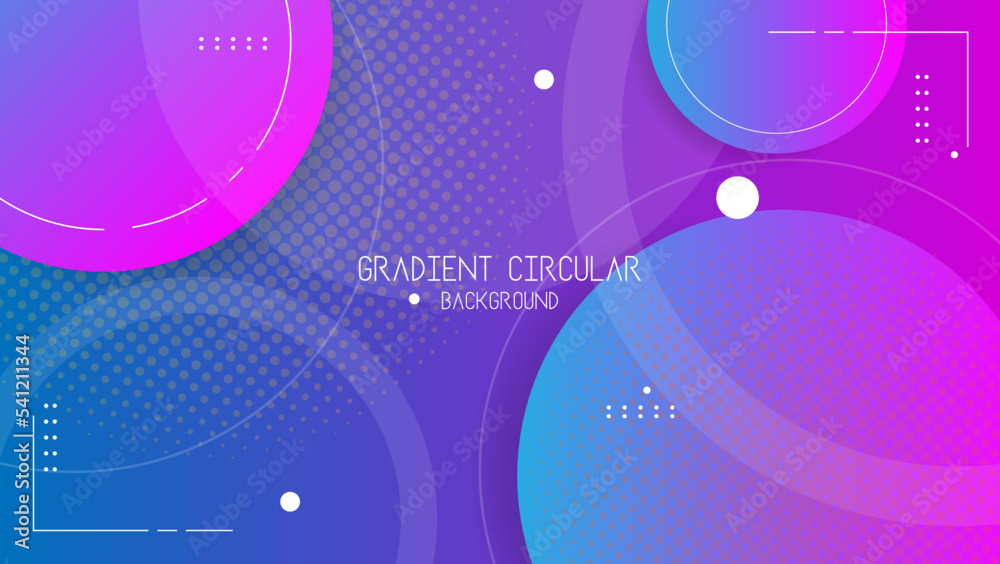 Sticker abstract gradient blue and pink circular background with halftone. vector illustration