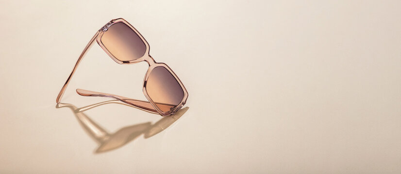 Sunglasses on background. For sunglasses sale, banner and copy space for text