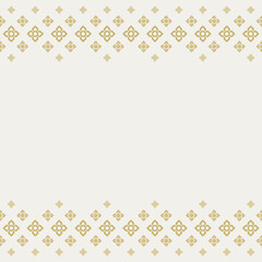 Contemporary Thai art in a seamless modern style. Large and small square line flower patterns. Light brown background. Vector illustration.