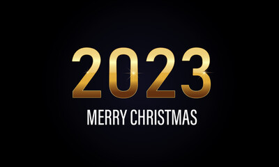 2023 Merry Christmas background design. Golden text Merry Christmas 2023 .Vector illustration