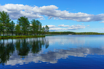 Beautiful summer view across a lake in Sweden