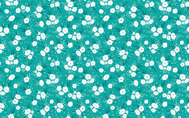 Seamless floral pattern based on traditional folk art ornaments. Colorful flowers on color background. Scandinavian style. Sweden nordic style. Vector illustration. Simple minimalistic pattern
