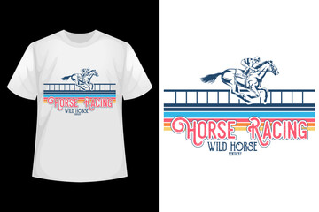 Horse racing, wild horse - Horse racing t-shirt design template
