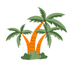 tropical coconut tree beach illustration