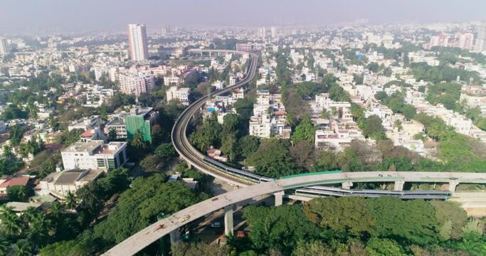Namma metro railroad track line in bangalore, india
